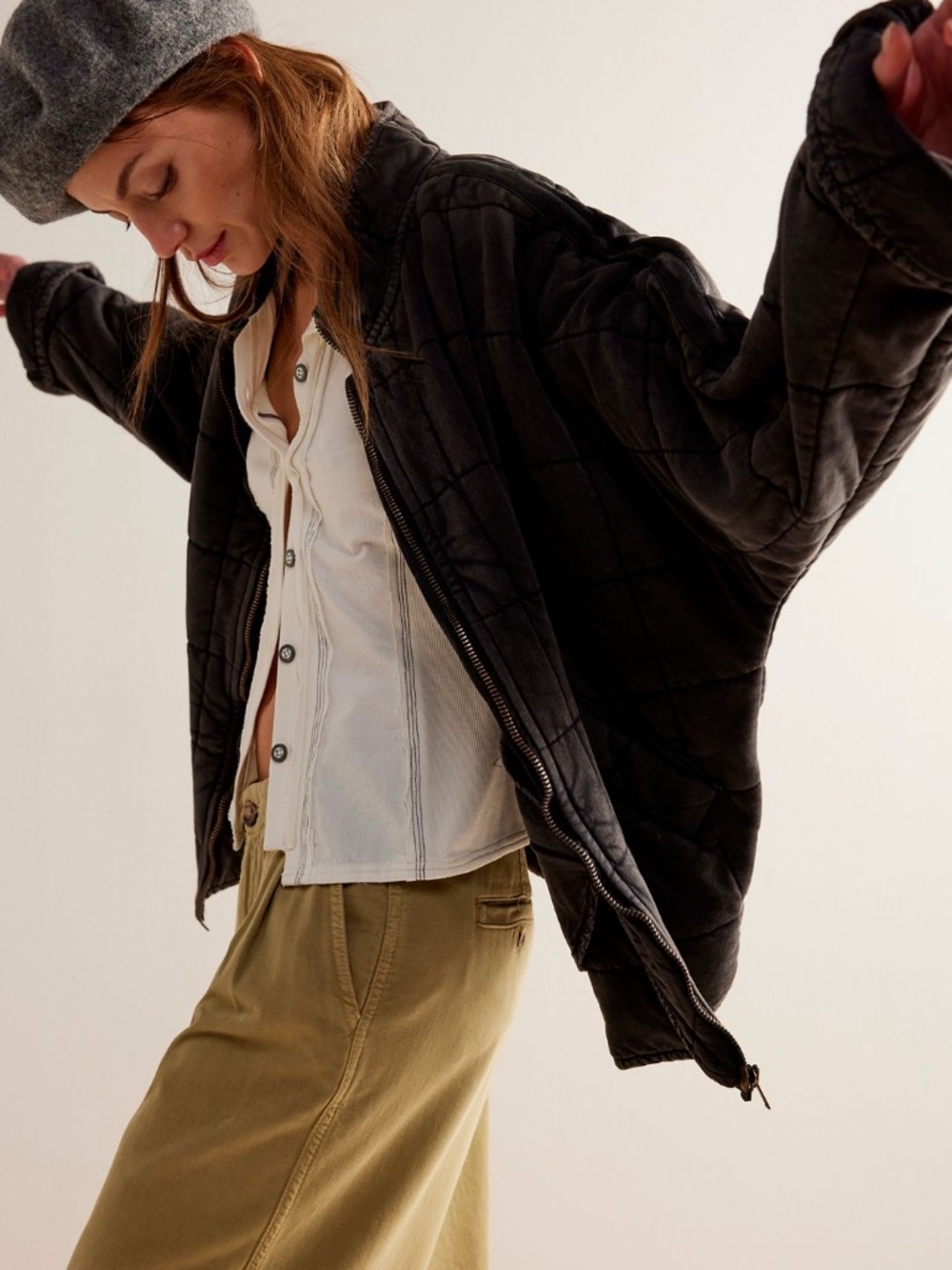 Free People Dolman Quilted Knit Jacket size S in washed black (older version) - Picture 7 of 8